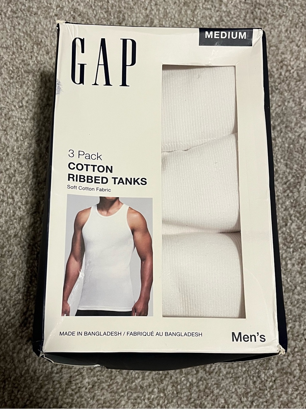 GAP Men White Cotton Ribbed Tank 3-Pack